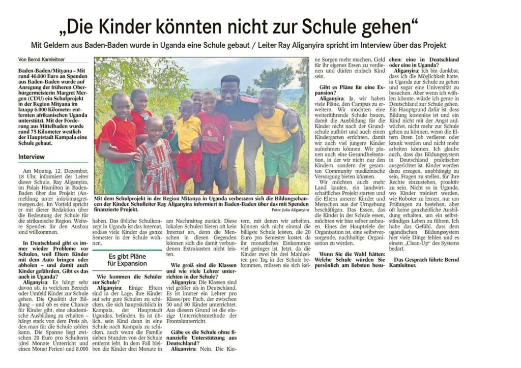 Article de journal du Badener Tagblatt